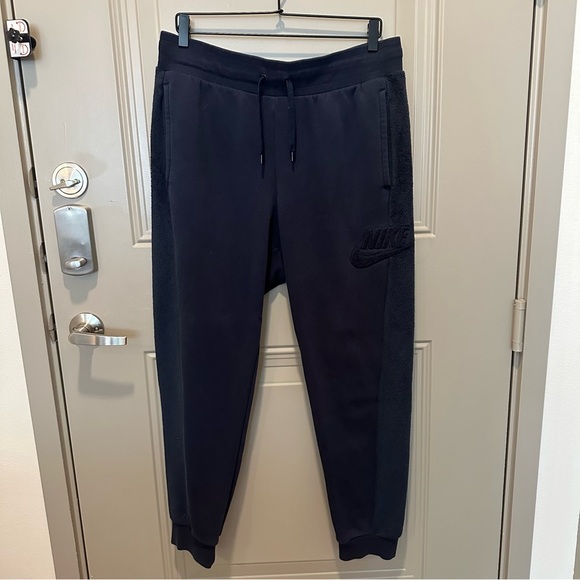 Nike Men’s Fleece Panel Joggers Navy Blue Size Extra Large XL - Picture 2 of 6